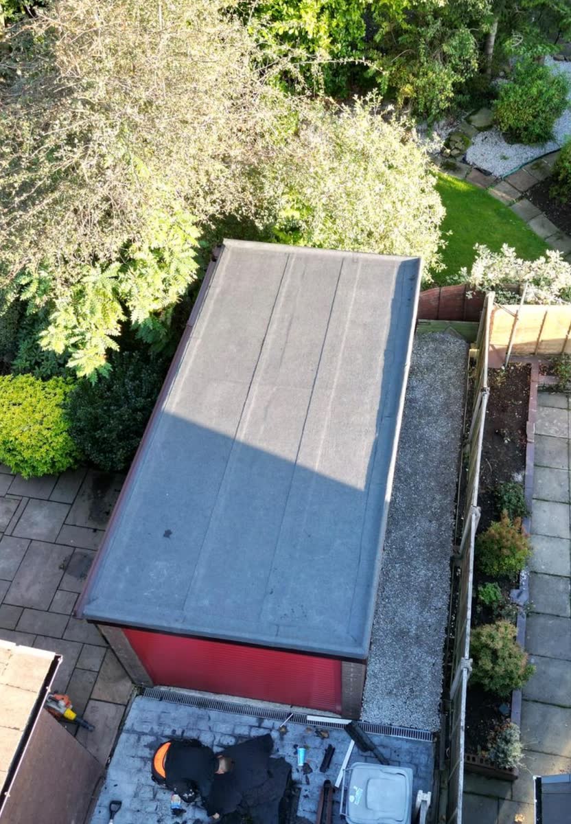 A garage flat roof seen from above